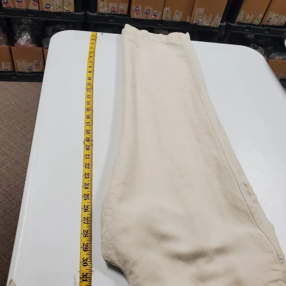 J Crew Mens Irish Linen Cotton Pants 34X32 Straight Leg Beige 73483